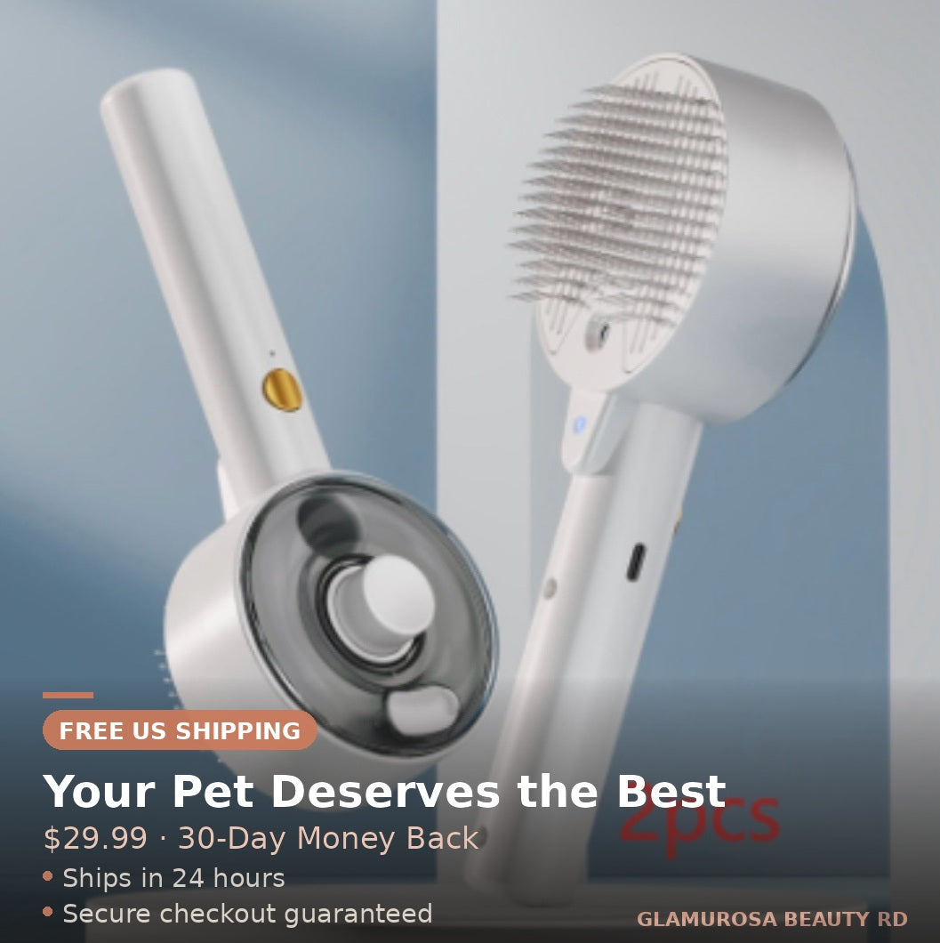 Pet Spray Massage Comb — 3-in-1 UV Antibacterial Grooming Brush for Dogs & Cats
